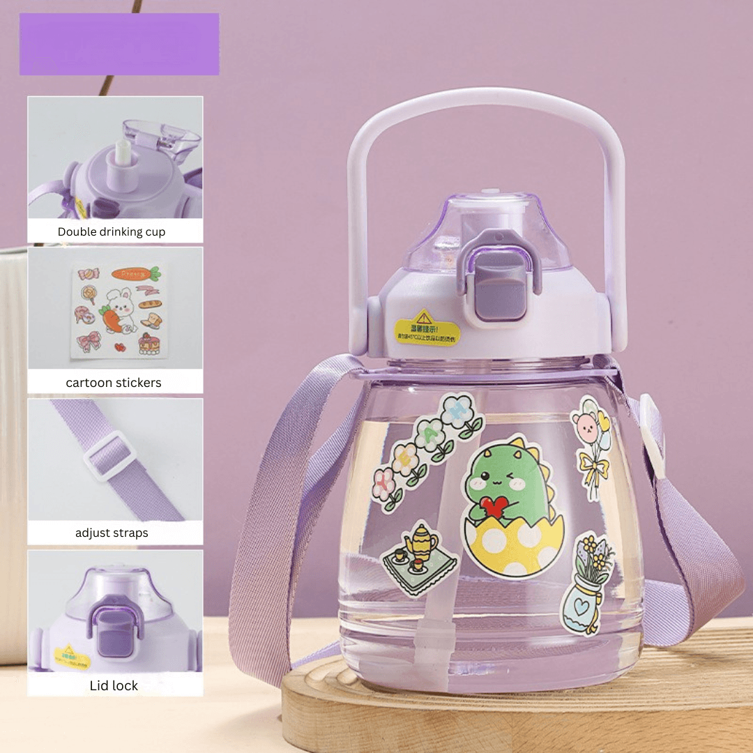 Internet celebrity big belly cup large capacity children's plastic water cup summer portable kettle student straw cup portable kettle customization