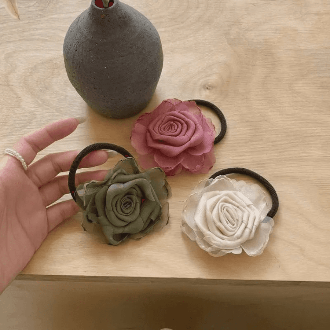 Dried Rose Hair Tie – Handmade Floral Hair Accessory