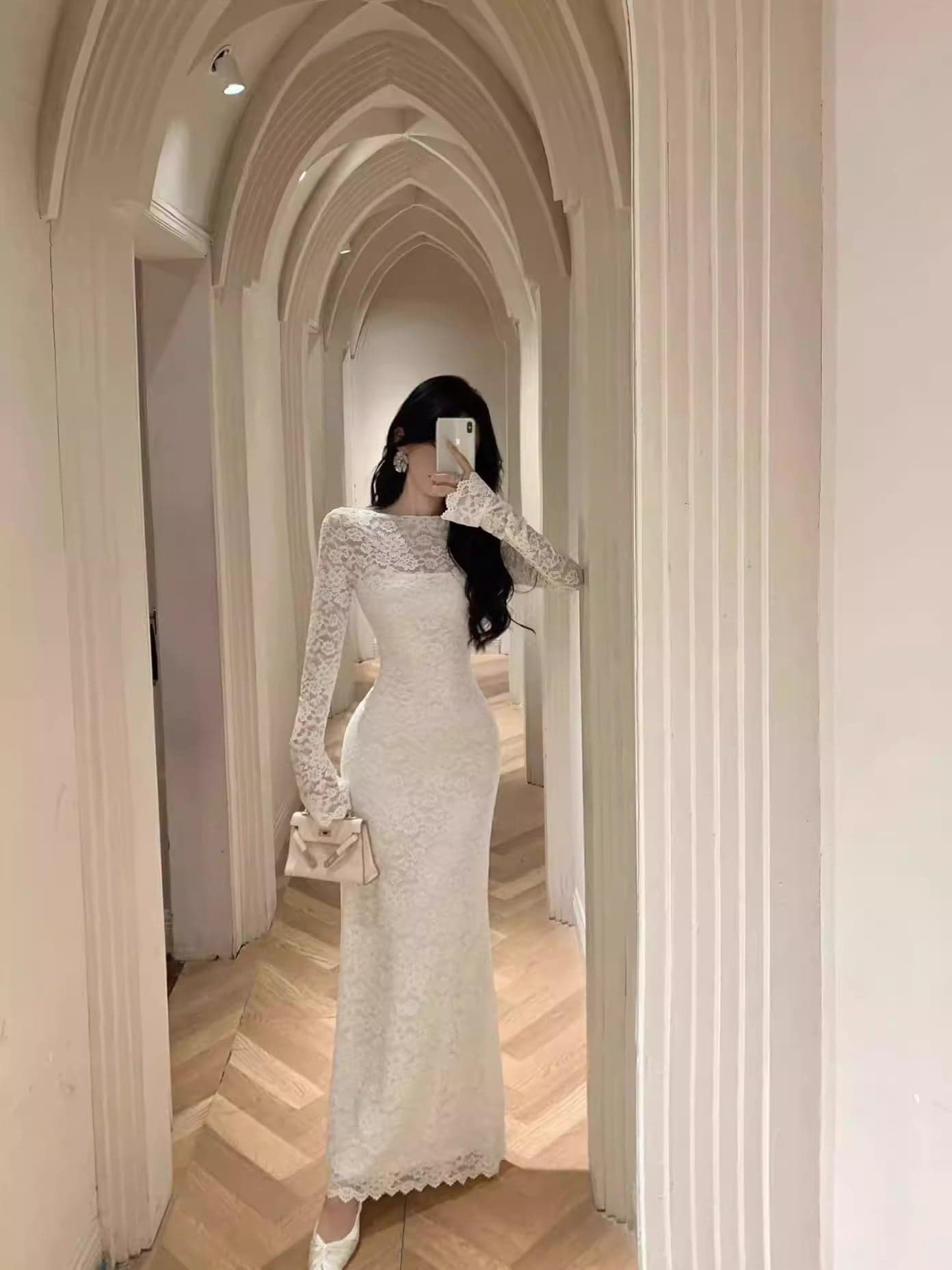 Elegant Lace Midi Dress women