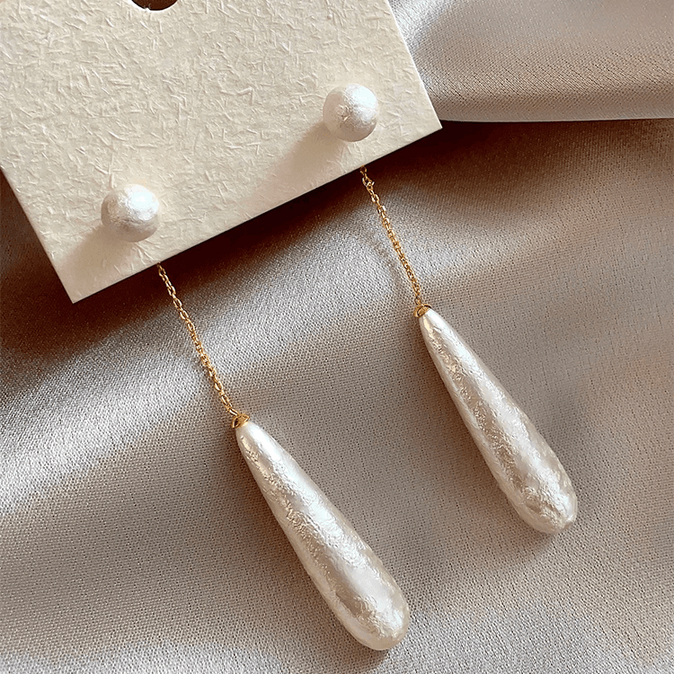Textured Teardrop Faux Pearl Two-Way Stud Earrings